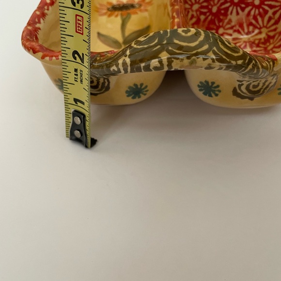 Italian Hand Painted Yellow Red Clay Rectangular 5 Section Serving Dish - Picture 5 of 8